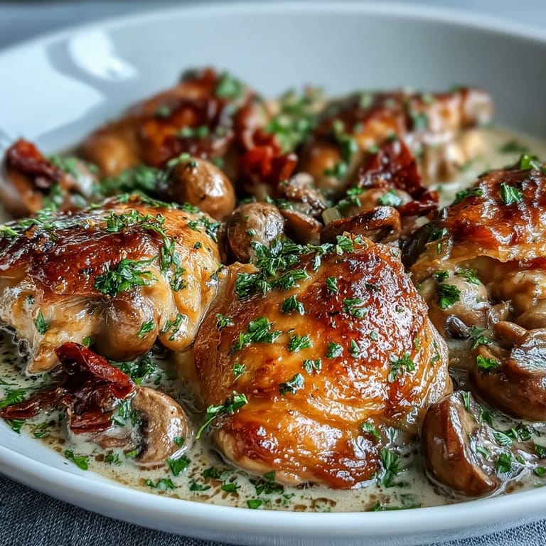 Savory Coq au Vin Rosé plated with fresh parsley garnish, surrounded by bread and wine glasses on a table.