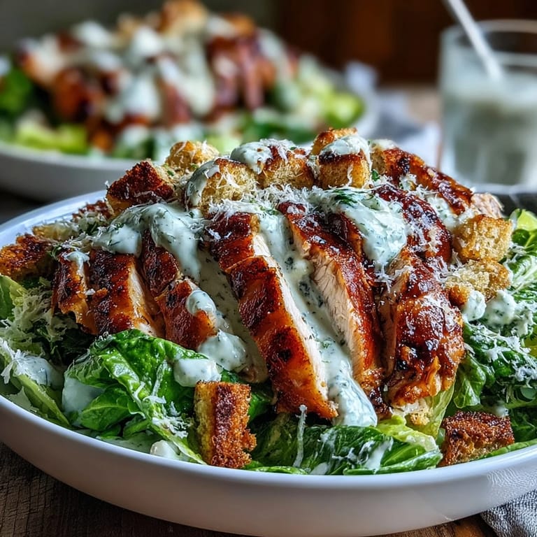 Freshly made Caesar Chicken Bowl with golden croutons and grated parmesan, ready to enjoy as a quick, high-protein lunch today.