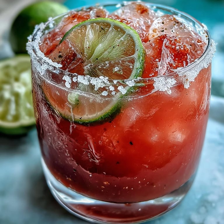 A refreshing Best Guava Margarita over ice, with its bright tropical guava aroma and zesty lime garnish.