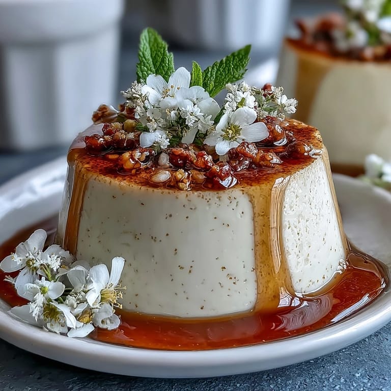Delicate lavender-infused panna cotta with honey drizzle, garnished with fresh berries and edible flowers for a spring dessert.  