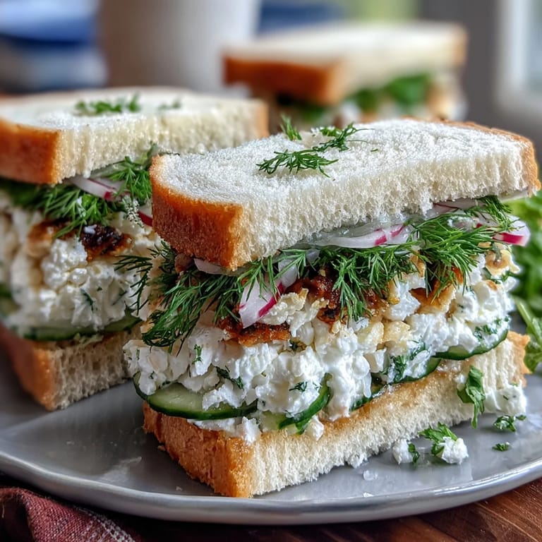 Delicate tea sandwiches with fresh lemon butter, cucumber, and herbs, beautifully arranged for a special Mothers Day celebration.