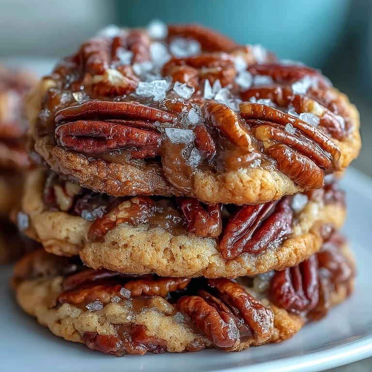 Warm Butter Pecan Cookies with Brown Butter and Sea Salt, their edges crisp and centers soft, generously studded with crunchy toasted pecans.
