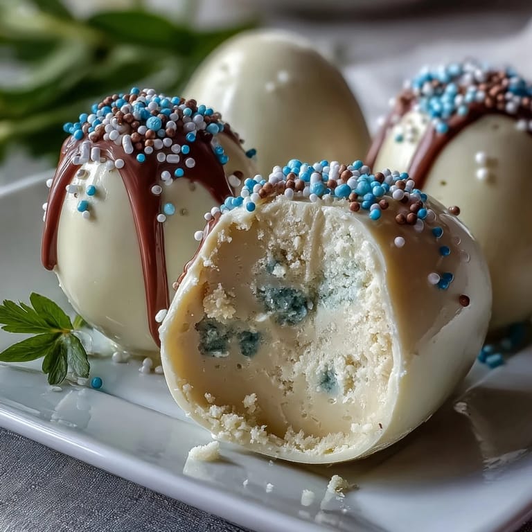 White Chocolate Peanut Butter Easter Eggs with Sprinkles: festive homemade candy with rich peanut butter filling and a glossy white chocolate shell.