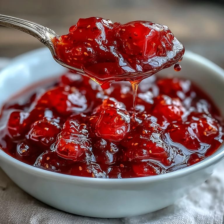 Charming small-batch strawberry jam capturing spring's sweetness, ideal for toast, scones, or adding nostalgic charm to afternoon tea.