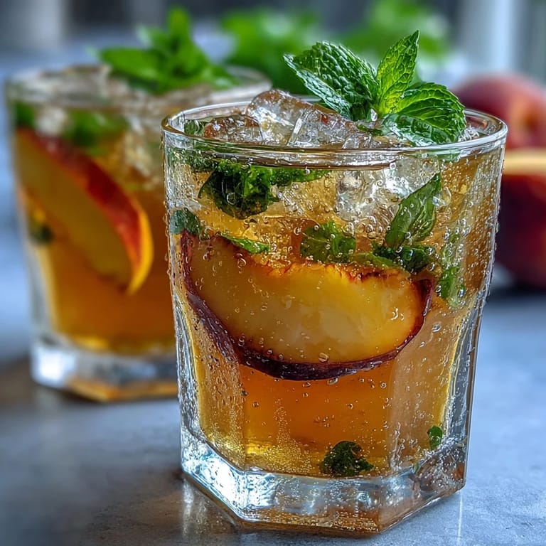 Homemade Starbucks-style iced peach green tea lemonade with vibrant green tea, sweet peach, and tangy lemon flavors.
