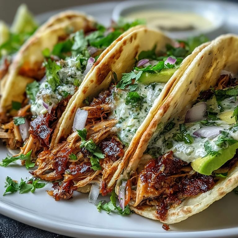 Vibrant Slow Cooker Salsa Verde Chicken Tacos with fresh cilantro and avocado.