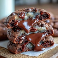 ALT text: Shadow Milk Cookie-inspired dark chocolate vanilla cookies with rich cocoa and creamy white chocolate swirls.