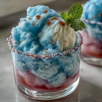 Cotton candy lemonade float with ice cream, a colorful, whimsical drink perfect for summer parties and kids' celebrations.